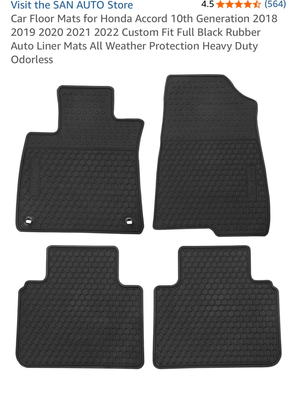 All-Weather Black Rubber Car Floor Mats (4-Piece)